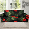 Red Hibiscus Tropical Sofa Slipcover-JORJUNE.COM