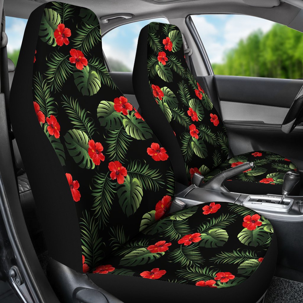 Red Hibiscus Tropical Universal Fit Car Seat Covers