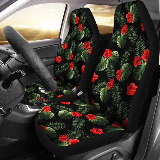 Red Hibiscus Tropical Universal Fit Car Seat Covers