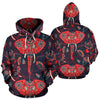 Red Indian Elephant Pattern All Over Zip Up Hoodie