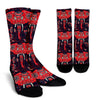Red Indian Elephant Pattern Crew Socks
