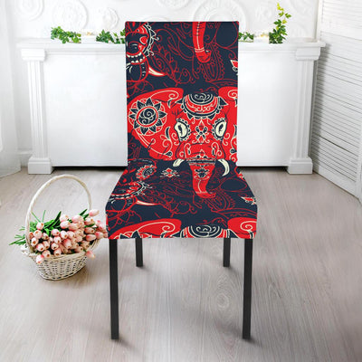 Red Indian Elephant Pattern Dining Chair Slipcover-JORJUNE.COM