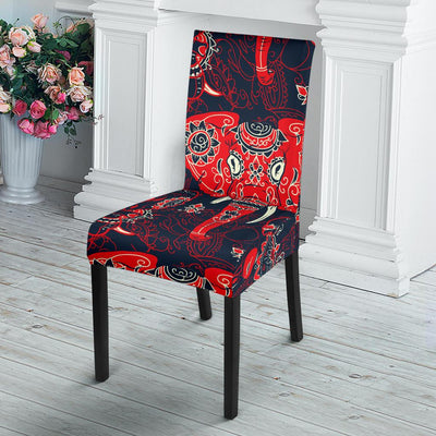 Red Indian Elephant Pattern Dining Chair Slipcover-JORJUNE.COM