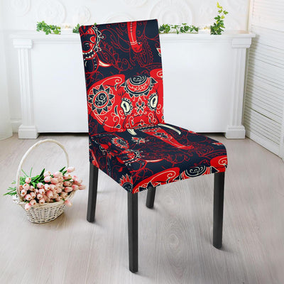 Red Indian Elephant Pattern Dining Chair Slipcover-JORJUNE.COM