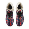 Red Indian Elephant Pattern Faux Fur Leather Boots