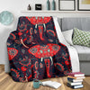 Red Indian Elephant Pattern Fleece Blanket