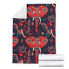 Red Indian Elephant Pattern Fleece Blanket