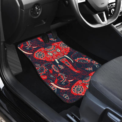 Red Indian Elephant Pattern Front and Back Car Floor Mats