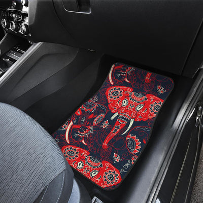 Red Indian Elephant Pattern Front and Back Car Floor Mats