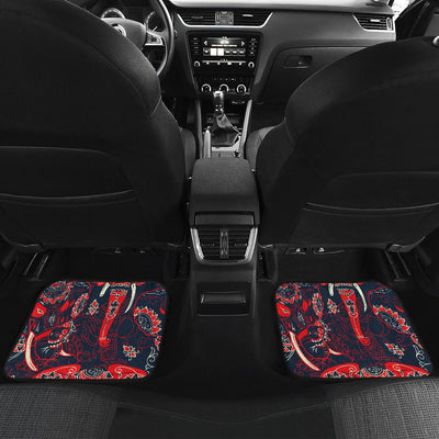 Red Indian Elephant Pattern Front and Back Car Floor Mats