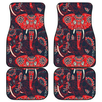 Red Indian Elephant Pattern Front and Back Car Floor Mats