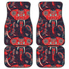 Red Indian Elephant Pattern Front and Back Car Floor Mats