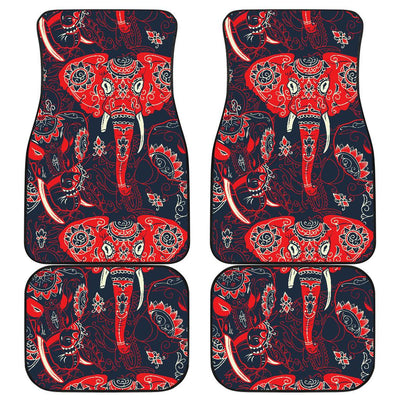 Red Indian Elephant Pattern Front and Back Car Floor Mats