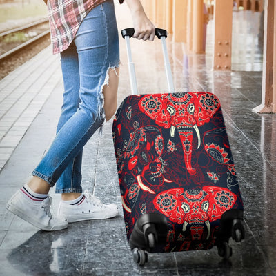 Red Indian Elephant Pattern Luggage Cover Protector