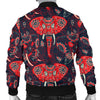 Red Indian Elephant Pattern Men Casual Bomber Jacket