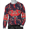 Red Indian Elephant Pattern Men Crewneck Sweatshirt