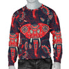 Red Indian Elephant Pattern Men Crewneck Sweatshirt