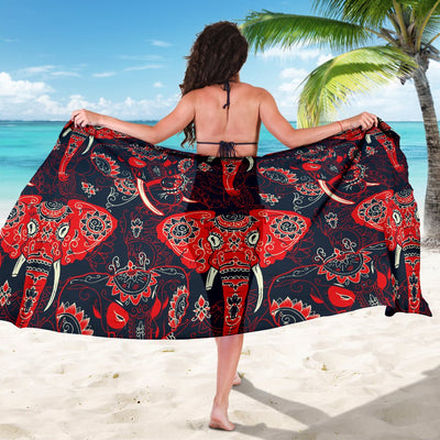 Red Indian Elephant Pattern Sarong Pareo Wrap