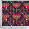 Red Indian Elephant Pattern Shower Curtain