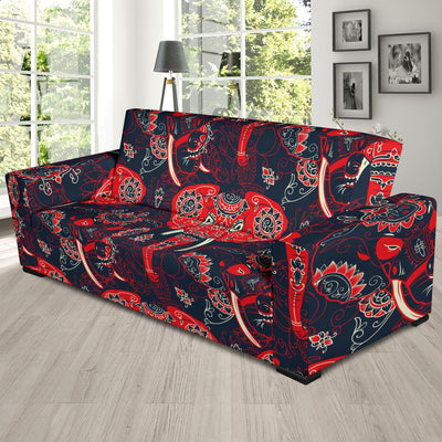 Red Indian Elephant Pattern Sofa Slipcover-JORJUNE.COM