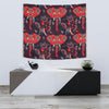 Red Indian Elephant Pattern Tapestry