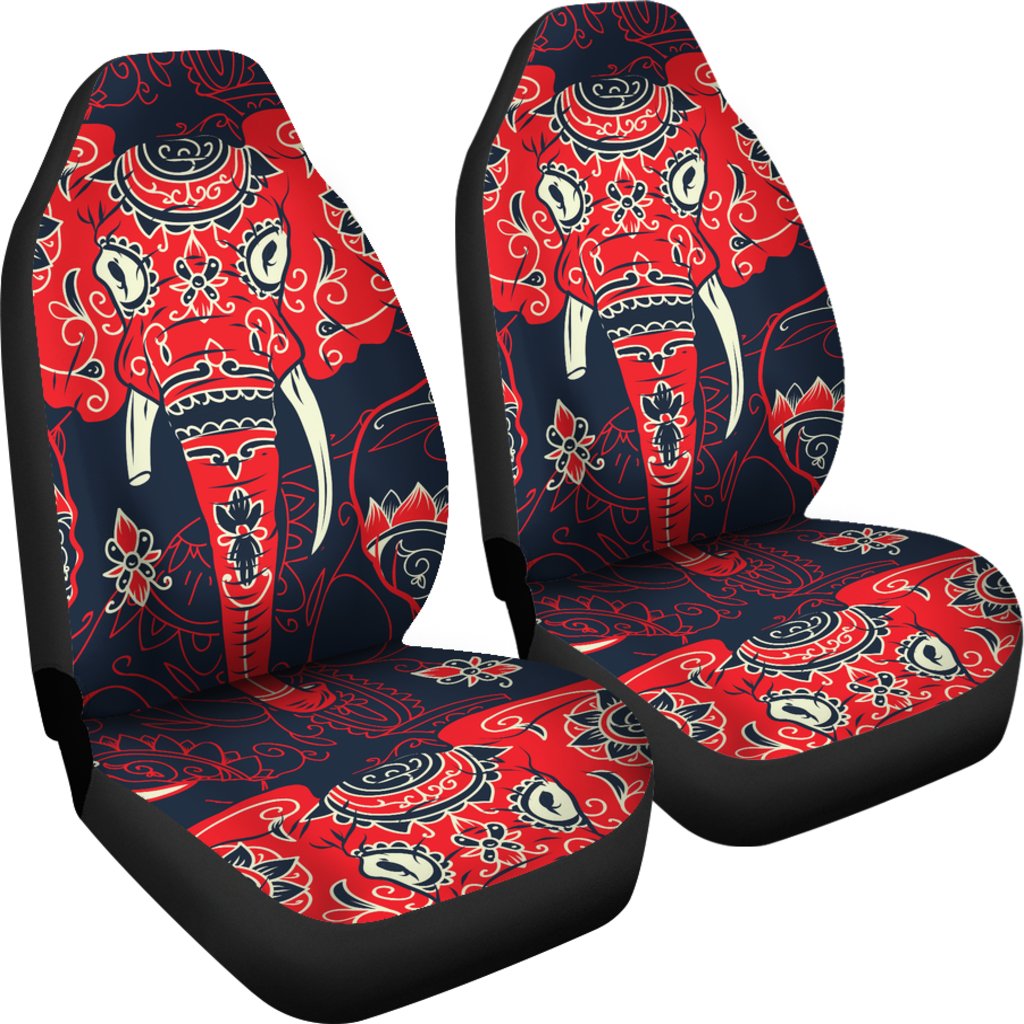 Red Indian Elephant Pattern Universal Fit Car Seat Covers