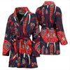 Red Indian Elephant Pattern Women Bath Robe