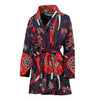 Red Indian Elephant Pattern Women Bath Robe