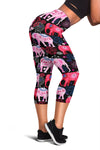 Red Indian Elephant Pattern Women Capris