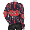 Red Indian Elephant Pattern Women Crewneck Sweatshirt