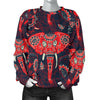 Red Indian Elephant Pattern Women Crewneck Sweatshirt