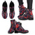Red Indian Elephant Pattern Women Leather Boots