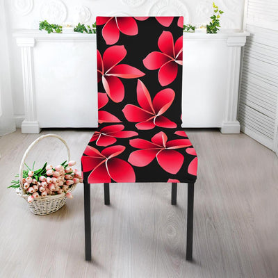 Red Plumeria Pattern Print Design PM025 Dining Chair Slipcover-JORJUNE.COM