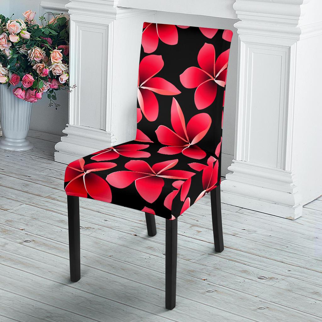 Red Plumeria Pattern Print Design PM025 Dining Chair Slipcover-JORJUNE.COM