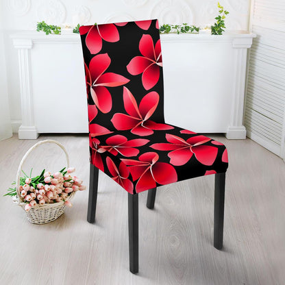 Red Plumeria Pattern Print Design PM025 Dining Chair Slipcover-JORJUNE.COM