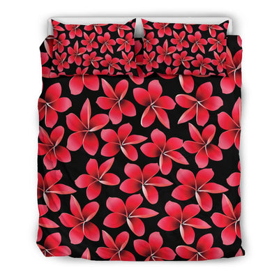 Red Plumeria Pattern Print Design PM025 Duvet Cover Bedding Set-JORJUNE.COM