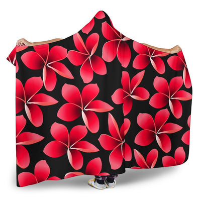 Red Plumeria Pattern Print Design PM025 Hooded Blanket-JORJUNE.COM