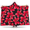 Red Plumeria Pattern Print Design PM025 Hooded Blanket-JORJUNE.COM