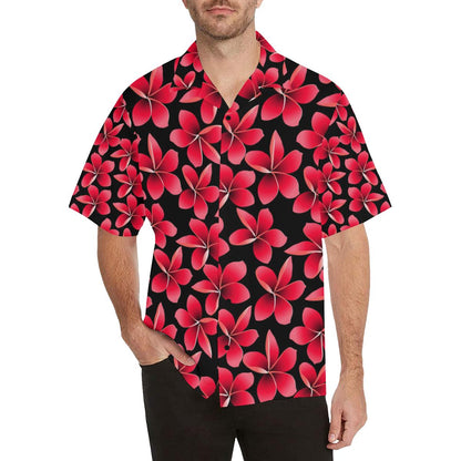 Red Plumeria Pattern Print Design PM025 Men Hawaiian Shirt-JorJune