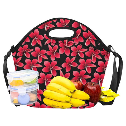 Red Plumeria Pattern Print Design PM025 Neoprene Lunch Bag-JorJune