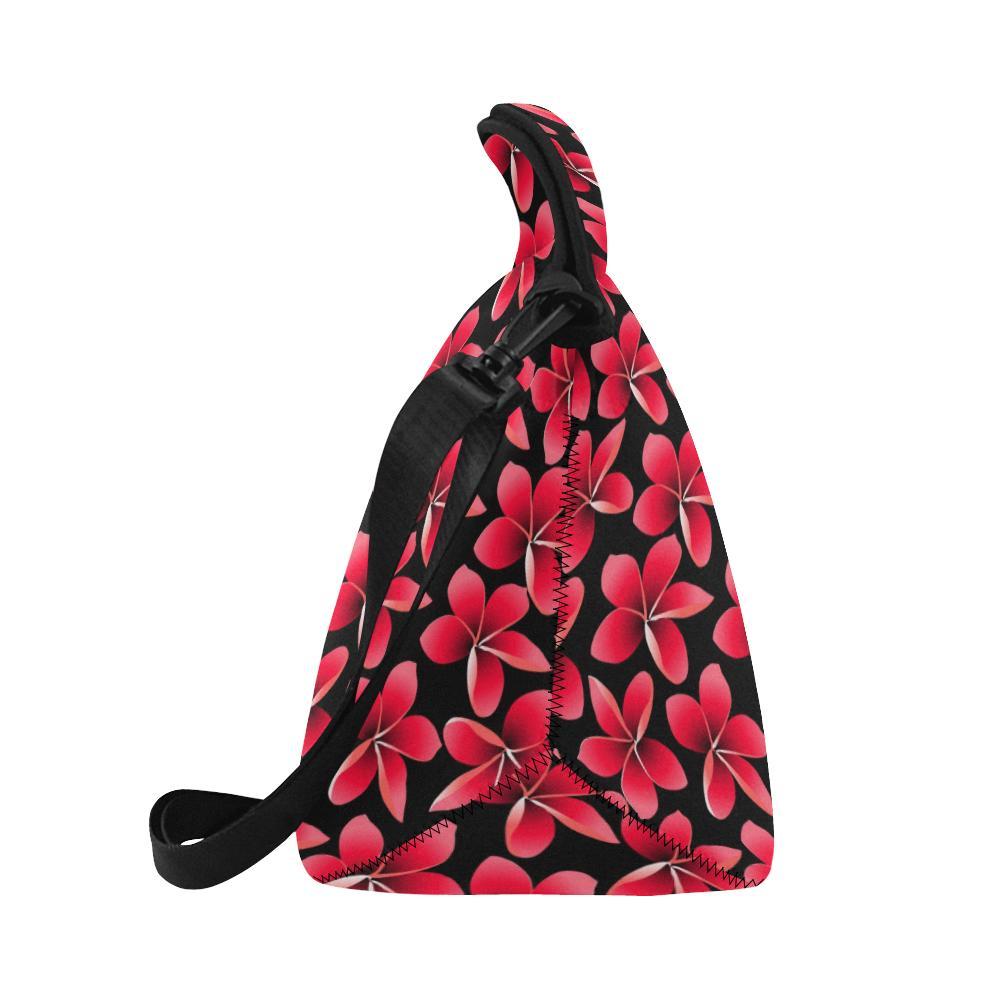 Red Plumeria Pattern Print Design PM025 Neoprene Lunch Bag-JorJune