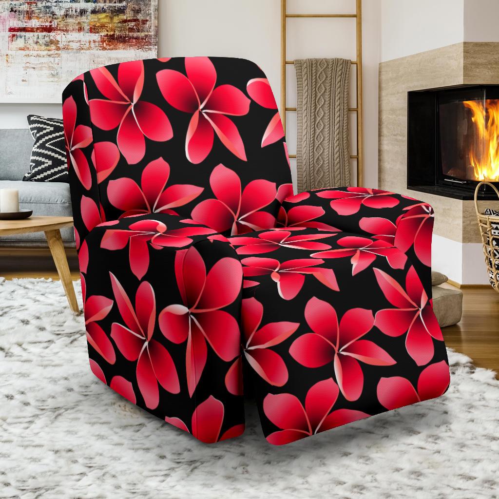 Red Plumeria Pattern Print Design PM025 Recliner Slipcover-JORJUNE.COM