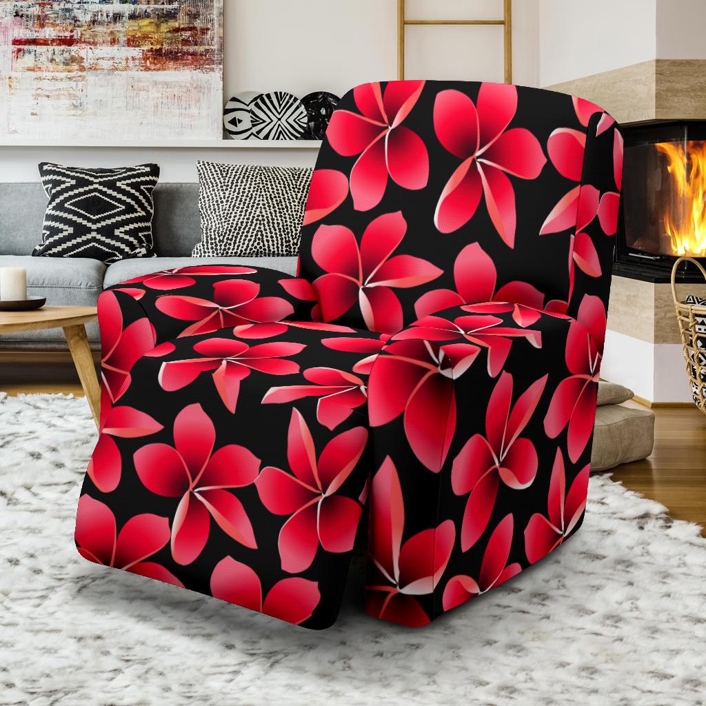 Red Plumeria Pattern Print Design PM025 Recliner Slipcover-JORJUNE.COM