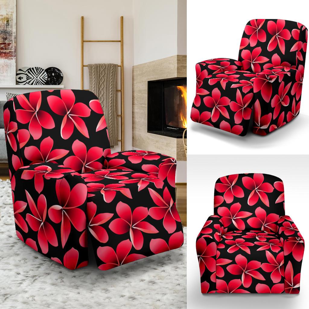Red Plumeria Pattern Print Design PM025 Recliner Slipcover-JORJUNE.COM