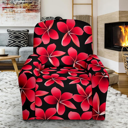 Red Plumeria Pattern Print Design PM025 Recliner Slipcover-JORJUNE.COM