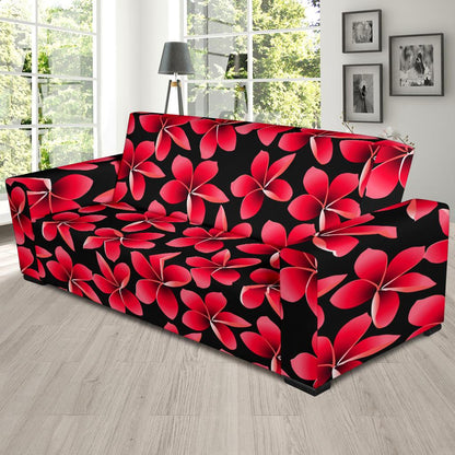 Red Plumeria Pattern Print Design PM025 Sofa Slipcover-JORJUNE.COM
