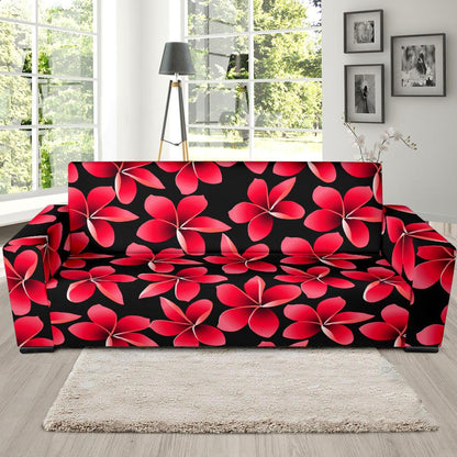 Red Plumeria Pattern Print Design PM025 Sofa Slipcover-JORJUNE.COM