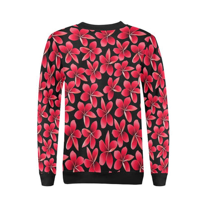 Red Plumeria Pattern Print Design PM025 Women Long Sleeve Sweatshirt-JorJune