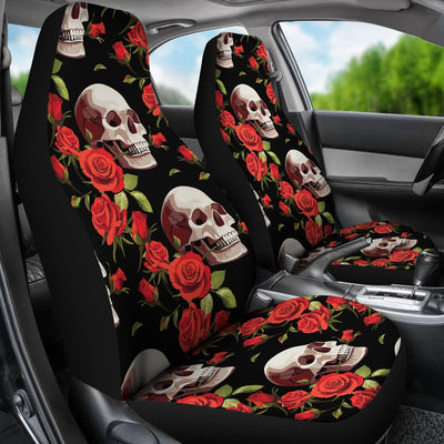 Red Rose Skull Design Print Universal Fit Car Seat Covers