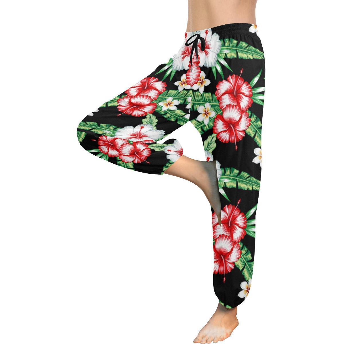 hawaiian flower tropical leaves Harem Pants